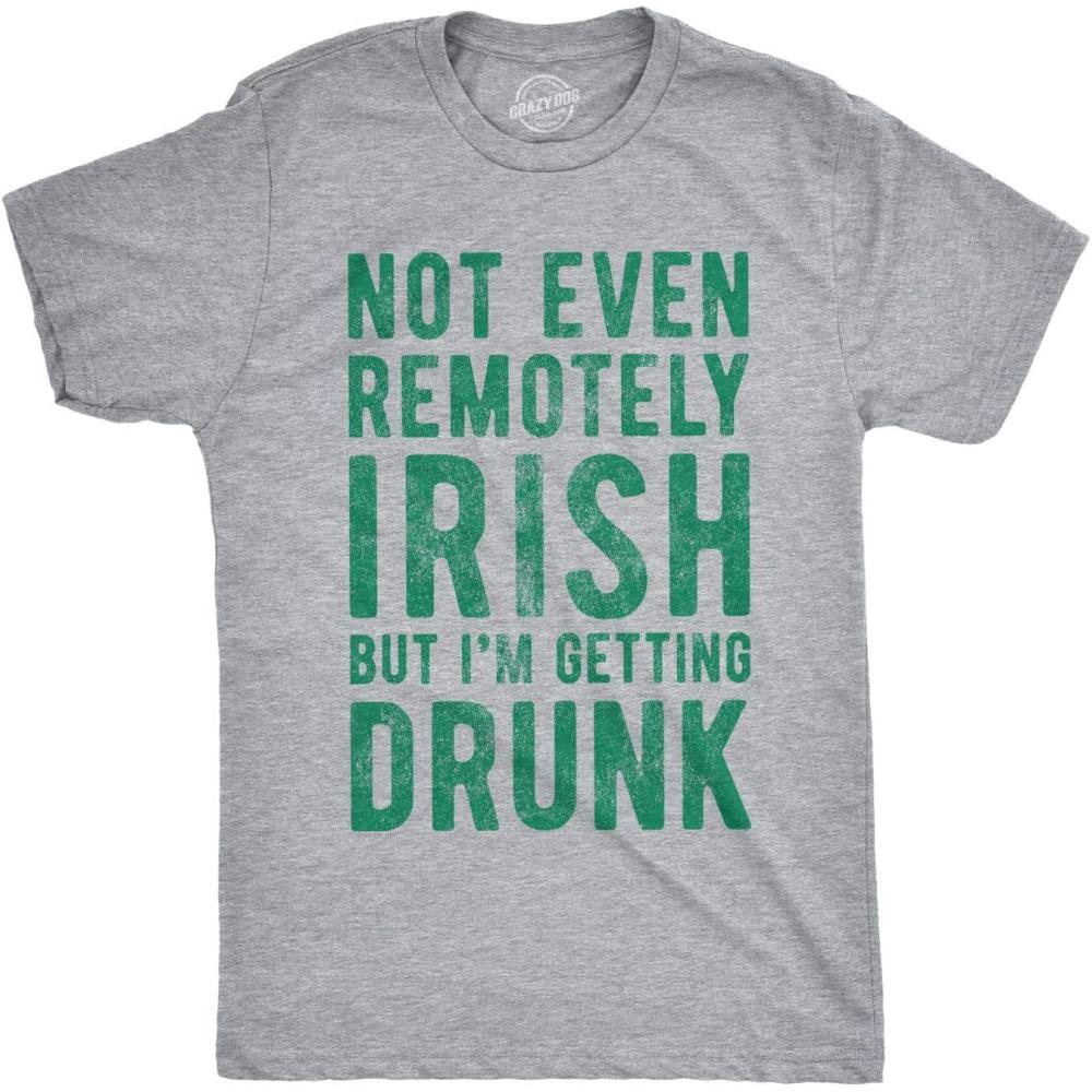 imageMens Saint Patricks T Shirts Funny Party Tees for Guys Great Parade ShirtsLight Heather Grey Remotely Irish