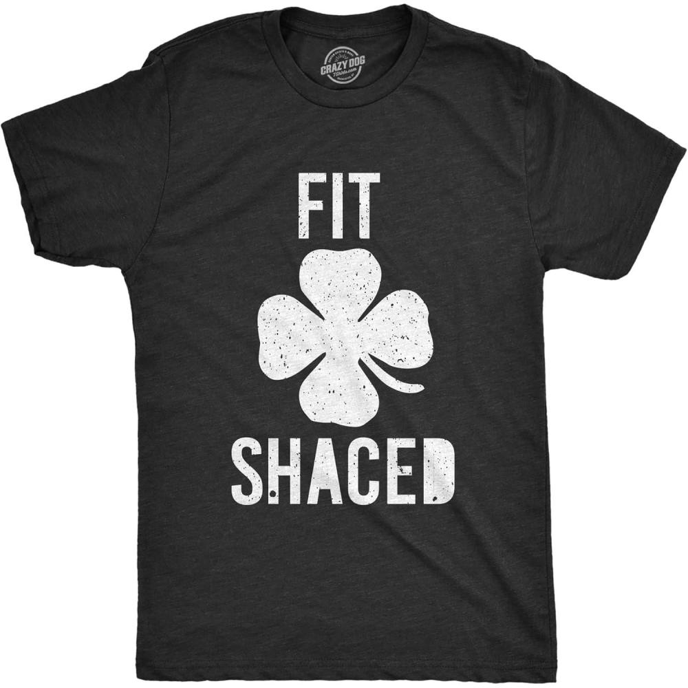 imageMens St Patricks Day Shirt Fit Shaced Funny Irish Drinking Tee Shamrock Graphic Clover T ShirtHeather Black