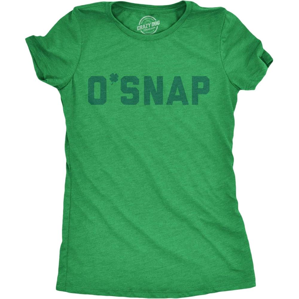 imageWomens O Snap T Shirt Funny Shamrock Saint Patricks Day Irish St Patty Tee HerHeather Green