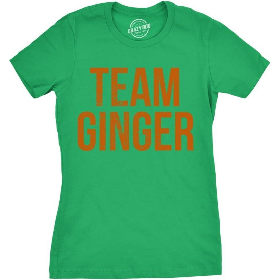 imageWomens Team Ginger T Shirt Funny Cute Red Head St Saint Patricks Day Irish TeeGreen