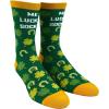 Crazy Dog T-Shirts Me Lucky Socks – Funny Irish St Patricks Day Crew Socks for Women, Lucky Shamrock Green Clover Novelty Footwear, Comfy Cotton Gift – Green – Womens (5-10)