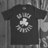 Mens Go Luck Yourself T Shirt Funny Sarcastic Shamrock Tee Saint Patricks Day(Heather Black)
