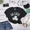 Womens Funny St Patricks Day T Shirts for Women Tees for Saint Patricks Day(Heather Black – Go Luck Yourself)