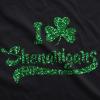 Womens I Clover Shenanigans Glitter T Shirt Novelty Saint Patricks Day Shirt(Black)