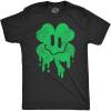 Funny Saint Patricks Day T Shirts for Men Party Shirts for St Pats Funny Drinking Tees(Heather Black – Dripping Clover Face)