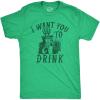 Funny Saint Patricks Day T Shirts for Men Party Shirts for St Pats Funny Drinking Tees(Heather Green – Want You to Drink)