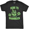 Mens Here to Shamrock T Shirt Funny Metal Saint Patricks Day Graphic Novelty Tee(Heather Black)