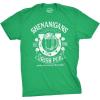 Mens Shenanigans Irish Pub T Shirt Funny Saint Patricks Day St Cool Drinking Tee(Green)