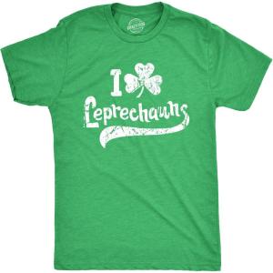 Funny Saint Patricks Day T Shirts for Men Party Shirts for St Pats Funny Drinking Tees(Heather Green – Clover Leprechauns)