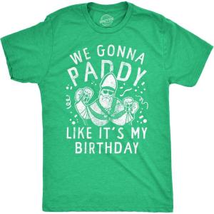 Funny Saint Patricks Day T Shirts for Men Party Shirts for St Pats Funny Drinking Tees(Heather Green – Paddy Like Its My Birthday)
