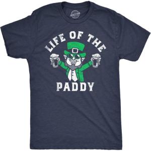 Funny Saint Patricks Day T Shirts for Men Party Shirts for St Pats Funny Drinking Tees(Heather Navy – Life of the Paddy)