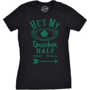 Funny St Patricks Day Couple Shirt – His and Hers Matching Shamrock Tee Irish Pub Crawl Party Outfit(Heather Black – Hes)