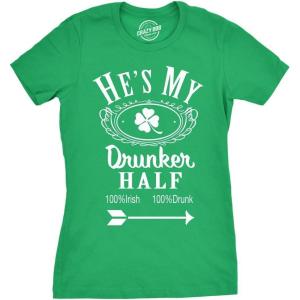 Funny St Patricks Day Couple Shirt – His and Hers Matching Shamrock Tee Irish Pub Crawl Party Outfit(Heather Green – Hes)