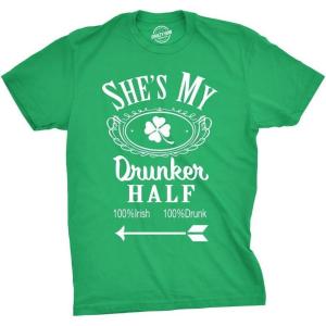 Funny St Patricks Day Couple Shirt – His and Hers Matching Shamrock Tee Irish Pub Crawl Party Outfit(Heather Green – Shes)