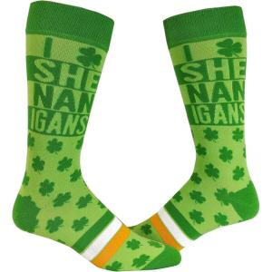I Clover Shenanigans Socks Funny Saint St Patricks Day Irish Novelty Sarcastic (Green)(Green)