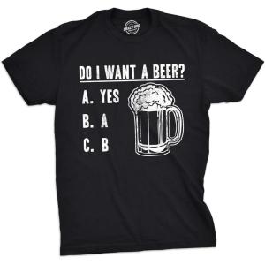Mens Do I Want A Beer T Shirt Funny Graphic Drinking Tee(Heather Black – Want Beer)