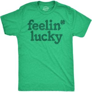 Mens Feelin Lucky T Shirt Funny St Pattys Days Parade Four Leaf Clover Tee for Guys(Heather Green – Feelin Lucky)