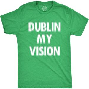 Mens Funny T Shirts Dublin My Vision St Patricks Day Drinking Tee for Guys(Heather Green – Dublin)