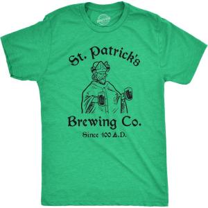 Mens Funny T Shirts St Patricks Brewing Co Novelty Drinking Tee for Men(Heather Green – Brewing)