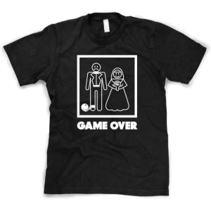 Mens Game Over T Shirt Funny Wedding T Shirts Humor Bachelor Party Novelty Tees(Black)