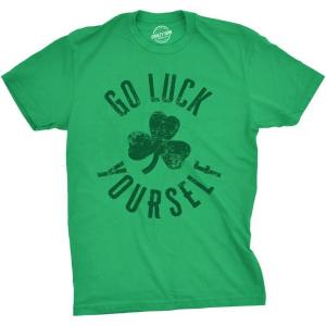 Mens Go Luck Yourself T Shirt Funny Sarcastic Shamrock Tee Saint Patricks Day(Green)