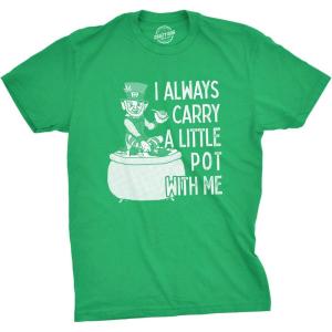Mens I Always Carry A Little Pot with Me T Shirt Funny Saint Patricks Day Patty(Green)