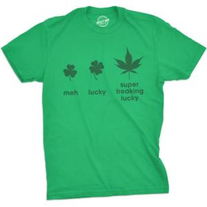 Mens Saint Patricks T Shirts Funny Party Tees for Guys Great Parade Shirts(Heather Green – Super Lucky)
