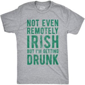 Mens Saint Patricks T Shirts Funny Party Tees for Guys Great Parade Shirts(Light Heather Grey – Remotely Irish)