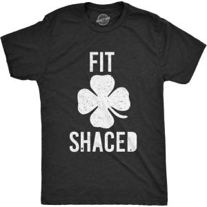 Mens St Patricks Day Shirt – Fit Shaced Funny Irish Drinking Tee, Shamrock Graphic Clover T Shirt(Heather Black)