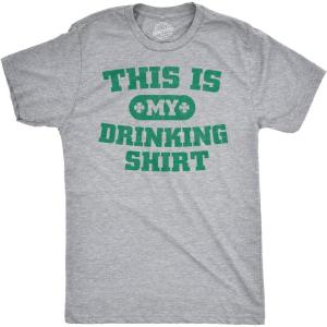 Mens This is My Drinking T Shirt Funny Party Saint Patricks Day St Patty Tee(Light Heather Grey)