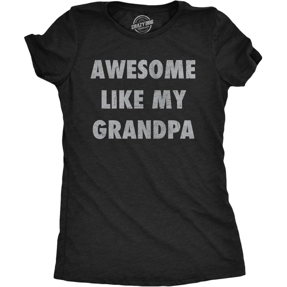 imageWomens Funny Beach Shirts Relaxing Ocean Tees for Women Cute Graphic Tees for SummerHeather Black  Awesome Like Grandpa