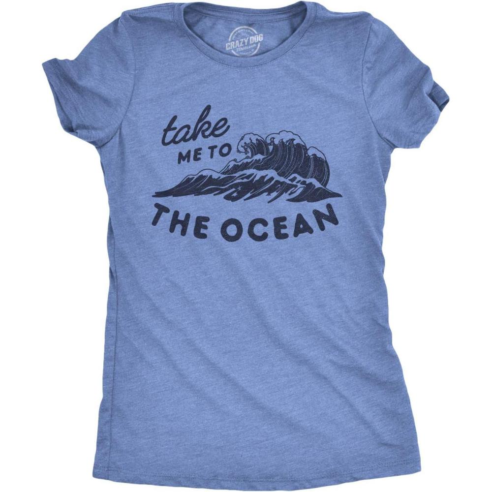 imageWomens Funny Beach Shirts Relaxing Ocean Tees for Women Cute Graphic Tees for SummerHeather Light Blue  the Ocean