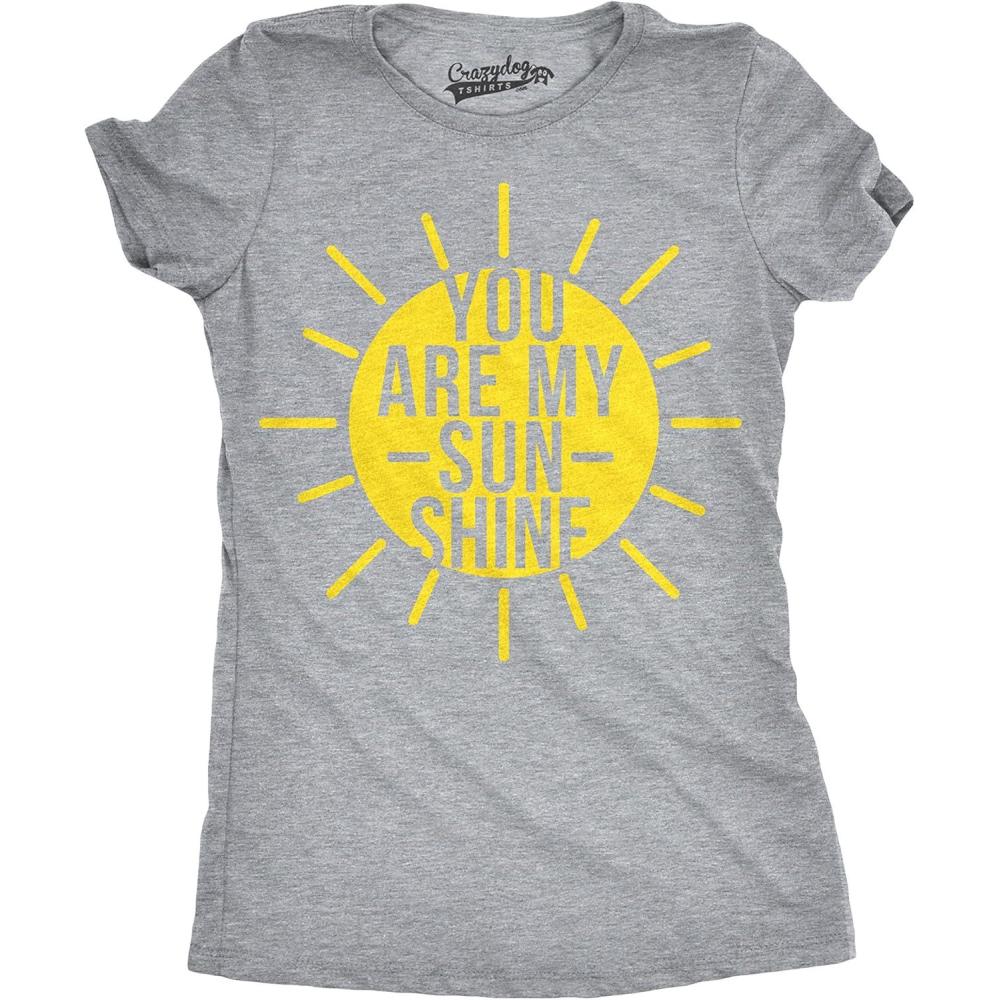 imageWomens You are My Sunshine T Shirt Funny Summer Tee Cute Adorable Graphic TeeLight Heather Grey