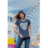 Womens Funny Beach Shirts Relaxing Ocean Tees for Women Cute Graphic Tees for Summer(Heather Navy – Shell Heart)