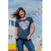 Womens Funny Beach Shirts Relaxing Ocean Tees for Women Cute Graphic Tees for Summer(Heather Navy – Shell Heart)