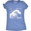 Womens Funny Beach Shirts Relaxing Ocean Tees for Women Cute Graphic Tees for Summer(Heather Light Blue – Enjoy Waves)