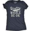 Womens Funny Beach Shirts Relaxing Ocean Tees for Women Cute Graphic Tees for Summer(Heather Navy – Whale Be Ok)