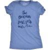 Womens Funny Beach Shirts Relaxing Ocean Tees for Women Cute Graphic Tees for Summer(Light Heather Blue)