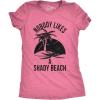 Womens Shady Beach Funny Shirts Cute Vacation Vintage Novelty Hilarious T Shirt(Heather Pink – Shady Beach)