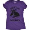 Womens Shady Beach Funny Shirts Cute Vacation Vintage Novelty Hilarious T Shirt(Heather Purple – Shady Beach)
