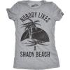 Womens Shady Beach Funny Shirts Cute Vacation Vintage Novelty Hilarious T Shirt(Light Heather Grey – Shady Beach)