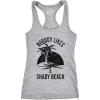 Womens Shady Beach Funny Tees Sleeveless Tops Gym Workout Lifting Novelty Fitness Tank(Light Heather Grey)