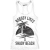 Womens Shady Beach Funny Tees Sleeveless Tops Gym Workout Lifting Novelty Fitness Tank(White)