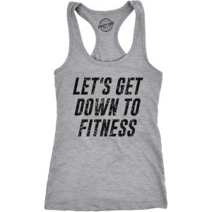 Let’s Get Down to Fitness Womens Fitness Tank Funny Workout Gym Graphic Shirt(Light Heather Grey)