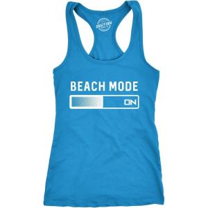 Womens Beach Mode Fitness Tank Funny Vacation Holiday Travel Summer Graphic Novelty Tanktop(Turquoise)