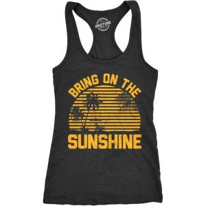 Womens Fitness Tank Bring On The Sunshine Tanktop Funny Summer Vacation Graphic Shirt(Heather Black)