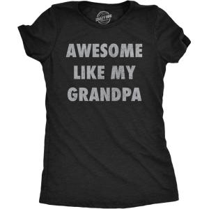 Womens Funny Beach Shirts Relaxing Ocean Tees for Women Cute Graphic Tees for Summer(Heather Black – Awesome Like Grandpa)