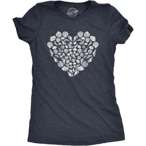 Womens Funny Beach Shirts Relaxing Ocean Tees for Women Cute Graphic Tees for Summer(Heather Navy – Shell Heart)