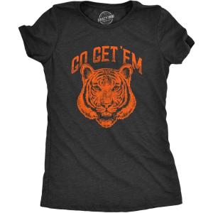 Womens Go Get Em Tiger T Shirt Funny Motivational Big Cat Tee(Heather Black)