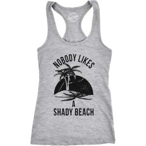Womens Shady Beach Funny Tees Sleeveless Tops Gym Workout Lifting Novelty Fitness Tank(Light Heather Grey)
